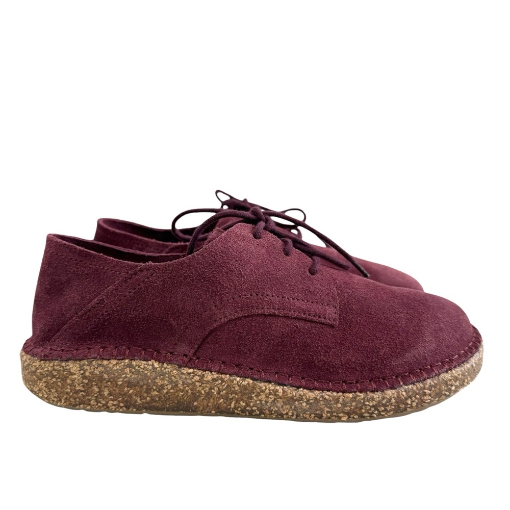 NWOB Birkenstock Gary Maroon Suede Leather Lace-Up Derby Shoes Women's Size 5 - Picture 2 of 16